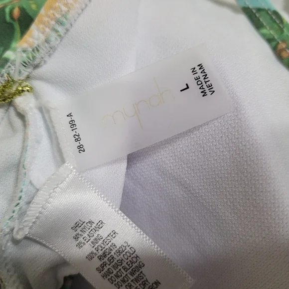 Mynah Green Tropical High Neck Halter Bikini Swim Top - Picture 3 of 4